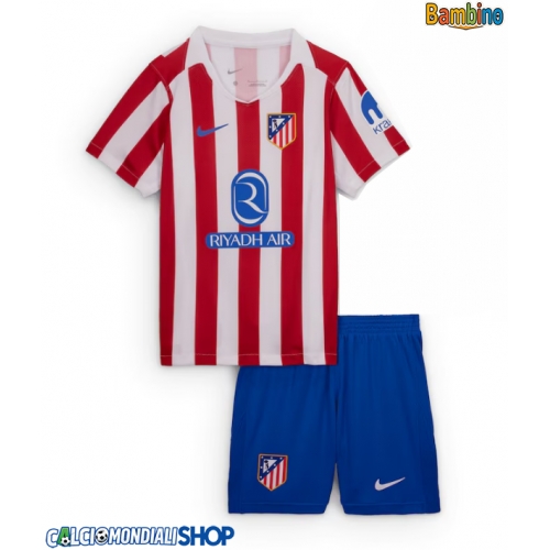 Maglie da calcio Atletico Madrid Prima Maglia Bambino 2025-26 Manica Corta + Pantaloni corti)